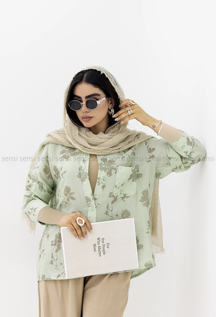شومیز زنانه شیشه ای طرح دار کد1006079